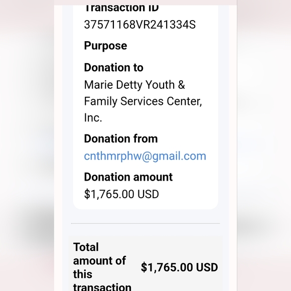 Payment Receipt For Domestic Violence Shelter 🩷 - Picture 1 of 3